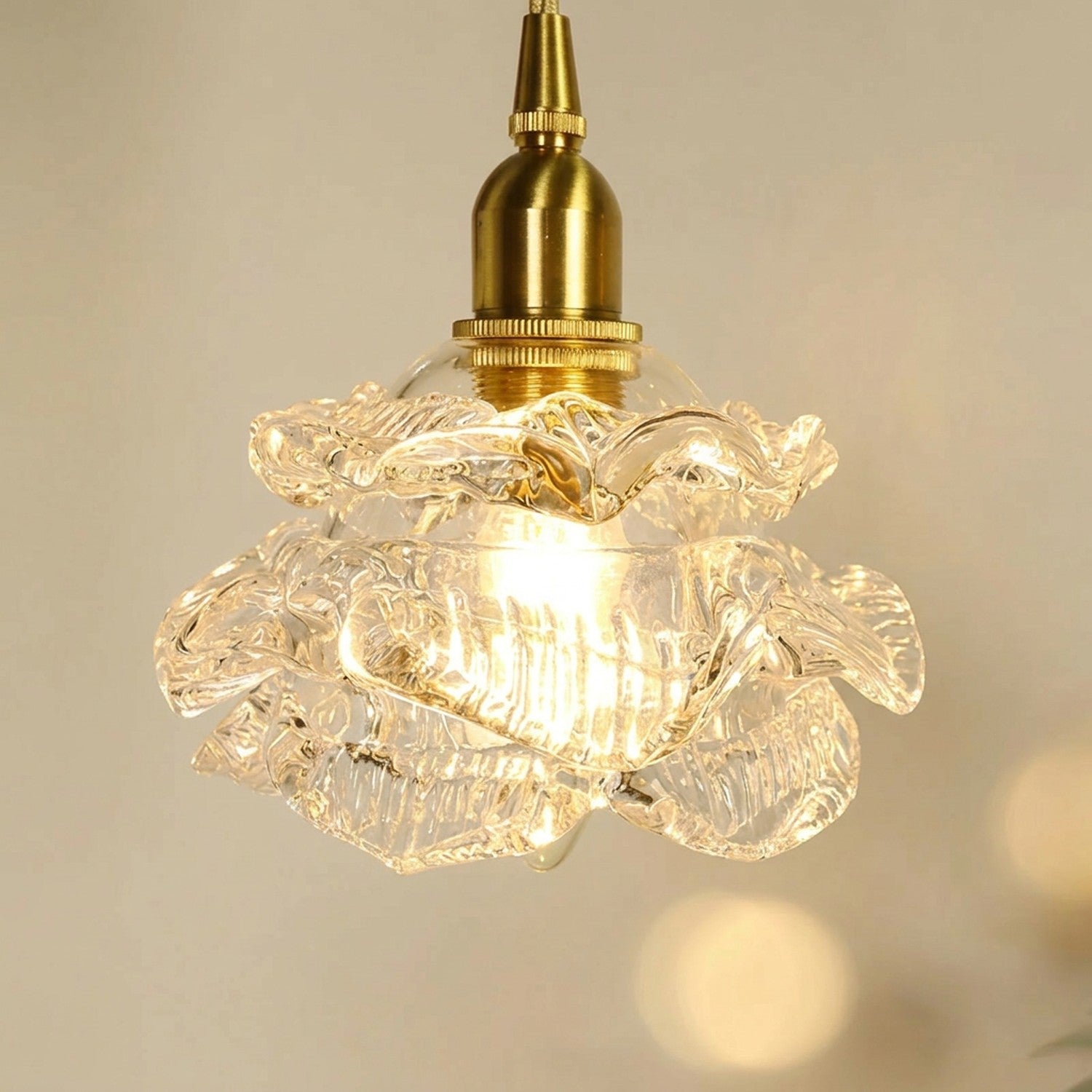 Lustre rose en verre transparent style nordique - variante cristal