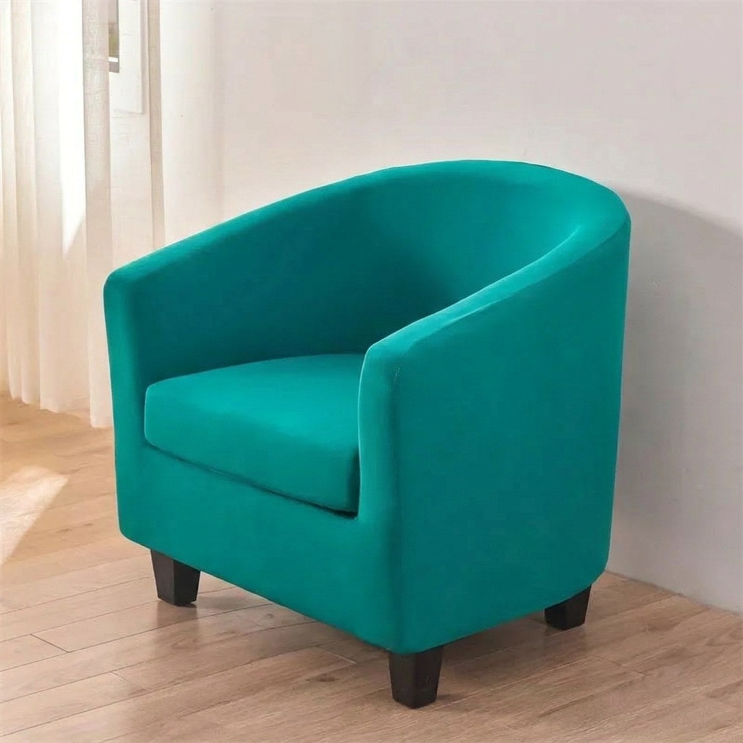Fauteuil club housse extensible coloris turquoise uni