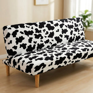 Housse de canapé-lit imprimé vache noir et blanc