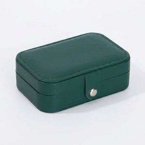 Boite à bijoux de voyage couleur vert foncé en simili cuir