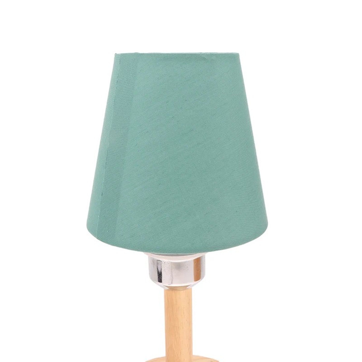 Abat-jour tissu lin couleur vert vue de face sur fond blanc