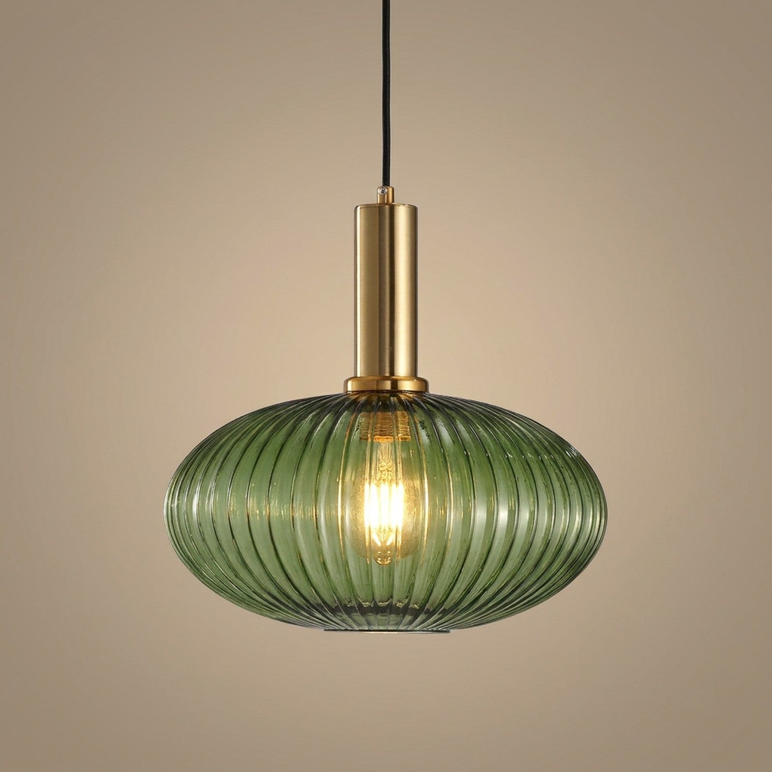 Suspension en verre vert texturé modèle Soucoupe