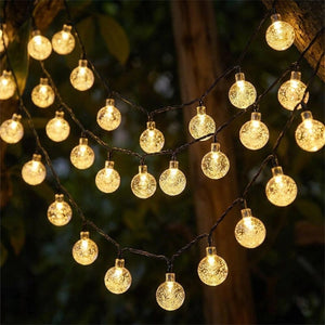 Guirlande lumineuse LED à globes de cristal allumés lumière chaude