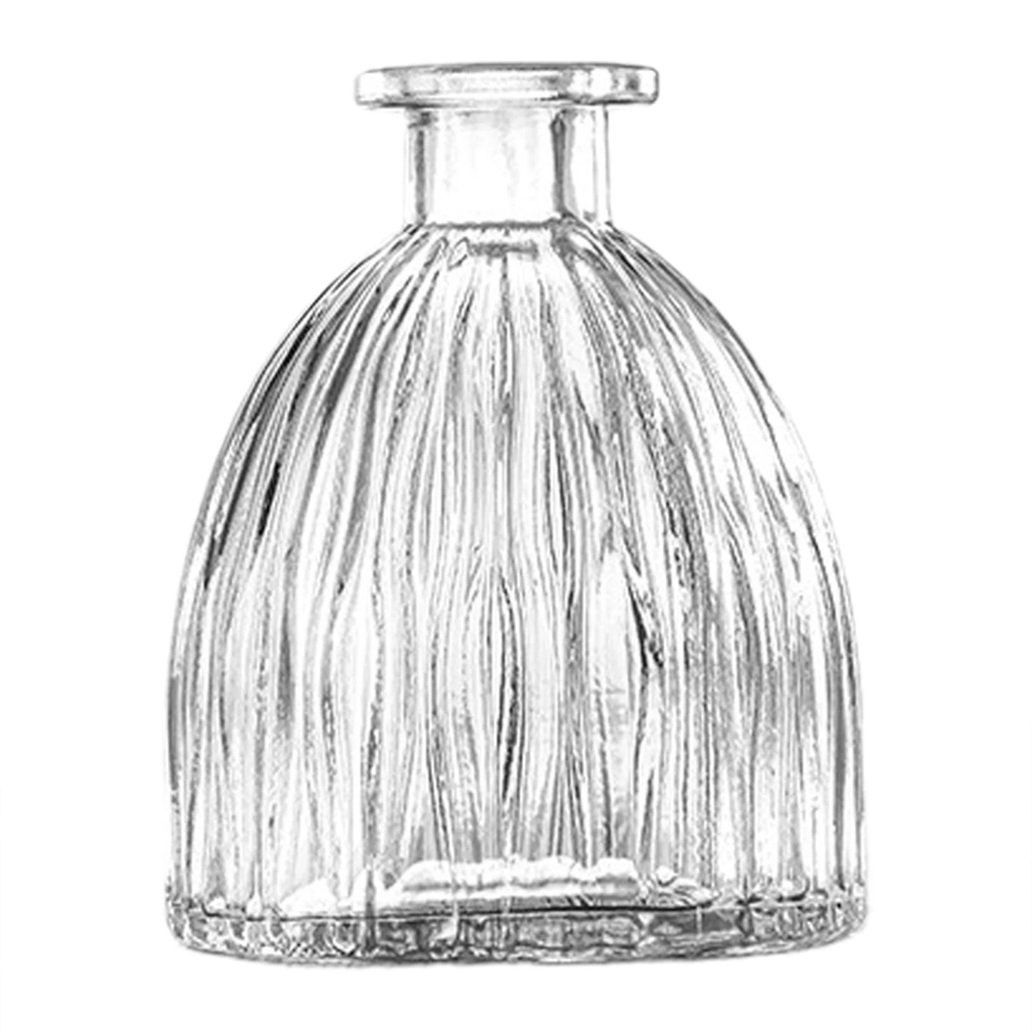 Vase en verre vintage transparent modèle Côtelé à fines rainures verticales