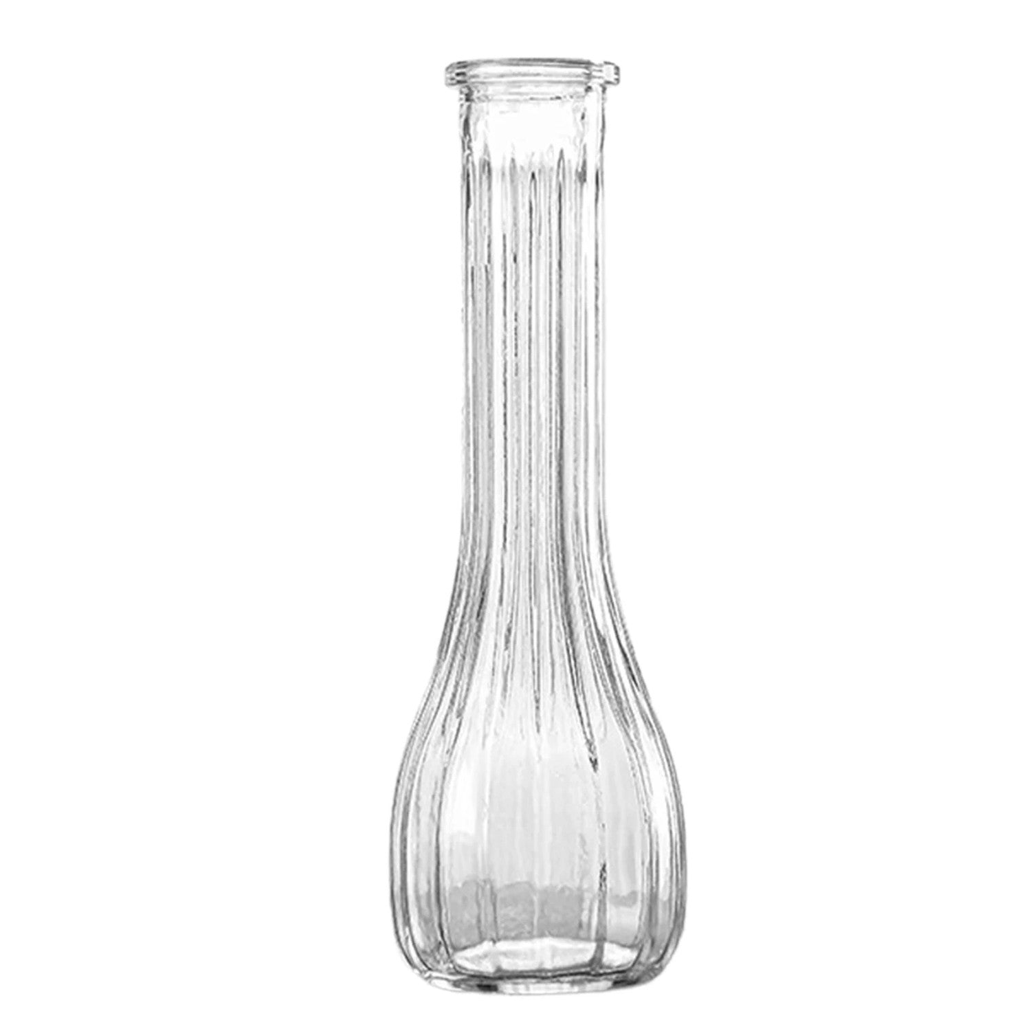 Vase en verre vintage transparent modèle Soliflore soliflore élancé au col fin