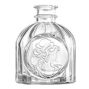 Vase en verre vintage transparent modèle Médaillon rond orné d un médaillon floral