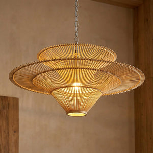 Lustre rotin bambou coloris beige naturel