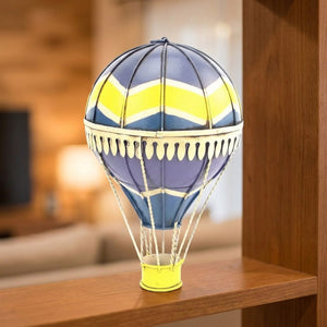 Ballon à air chaud Marine en métal forgé – bleu marine et jaune doré 11cm