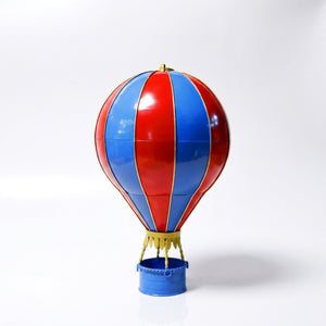 Ballon à air chaud Rouge et Bleu en métal forgé – 15cm × 25cm