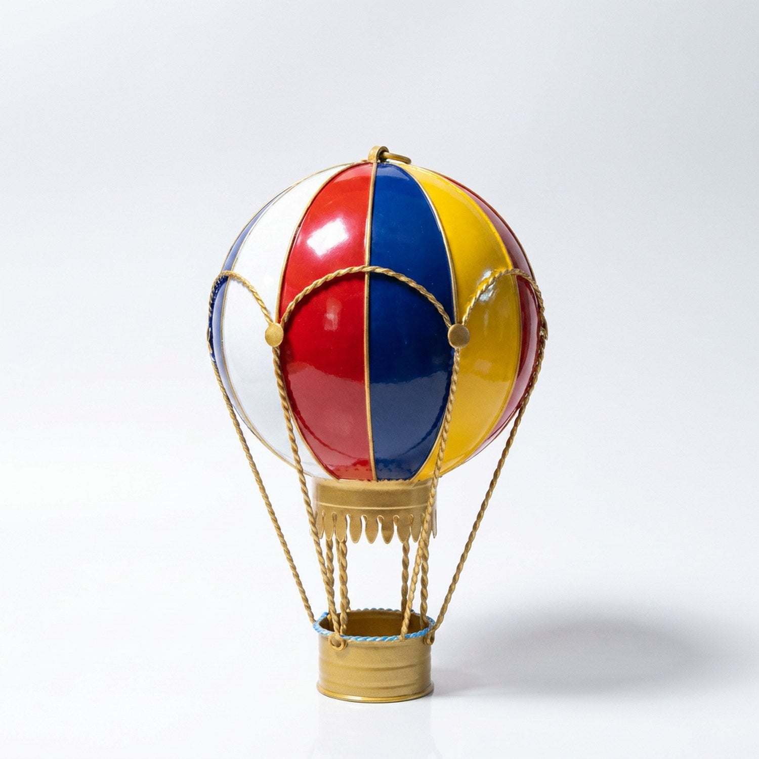 Ballon à air chaud Tricolore en métal forgé – bleu, blanc, rouge 15cm × 25cm