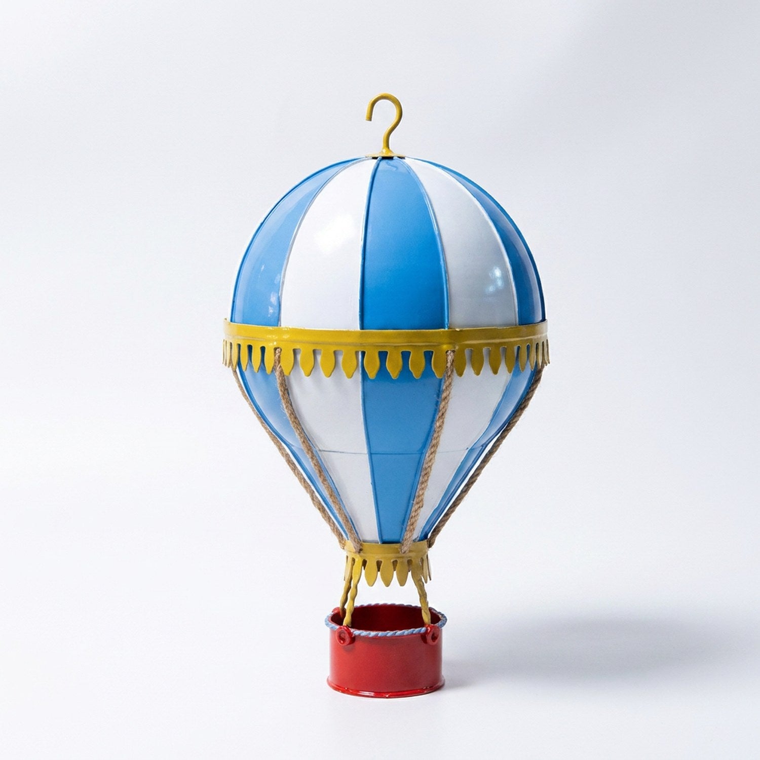 Ballon à air chaud Bleu et Blanc en métal forgé – 15cm × 25cm