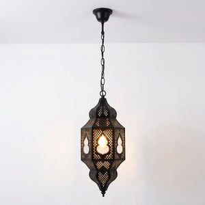 Lampe suspension marocaine métal ajouré coloris noir