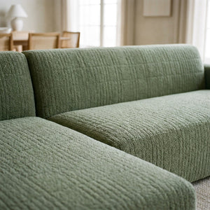 Housse de canapé bouclé coloris vert sauge