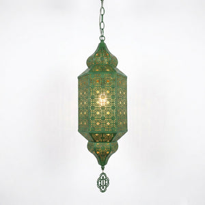 Lampe suspension marocaine métal ajouré coloris verte
