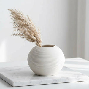 Vase céramique texturé blanc forme Boule