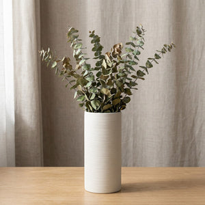 Vase céramique texturé blanc forme Cylindre