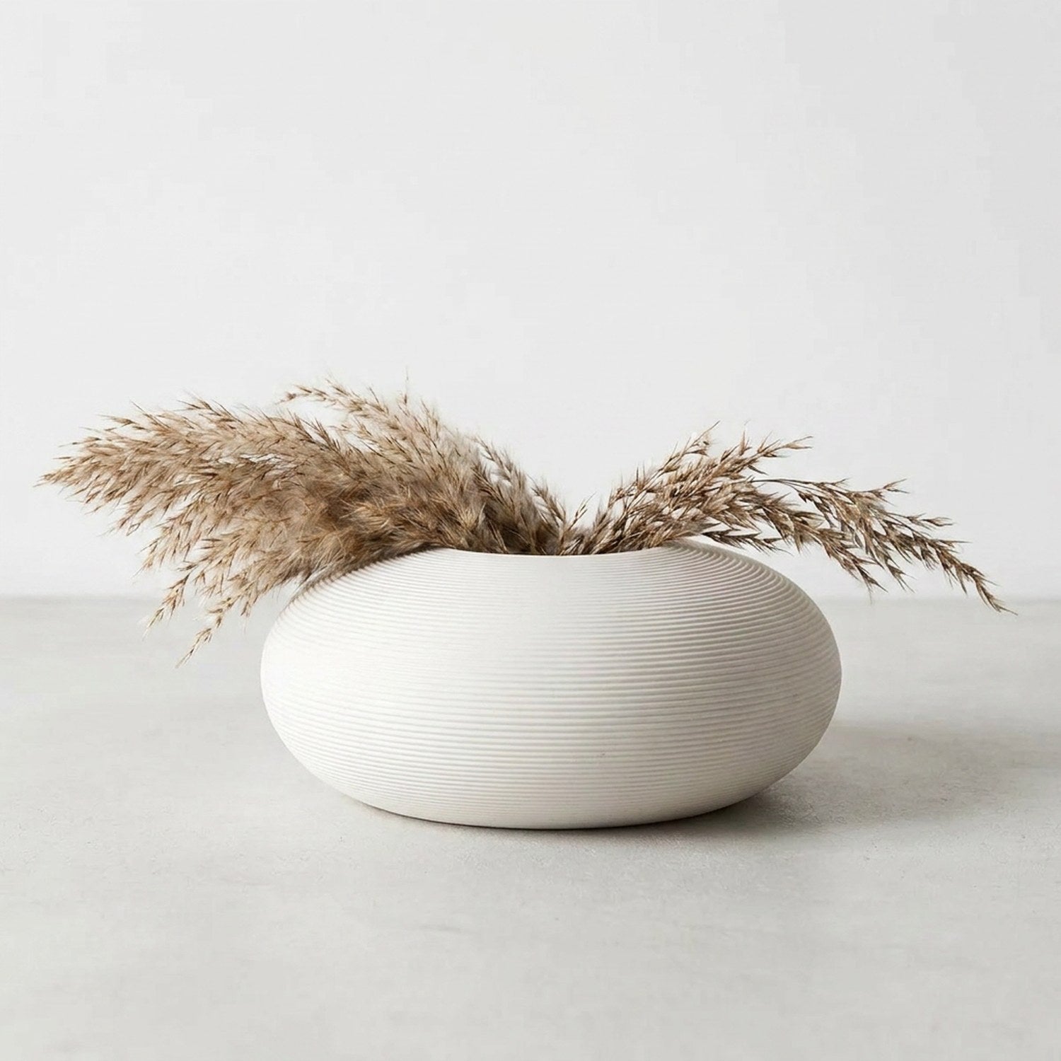 Vase céramique texturé blanc forme Plat