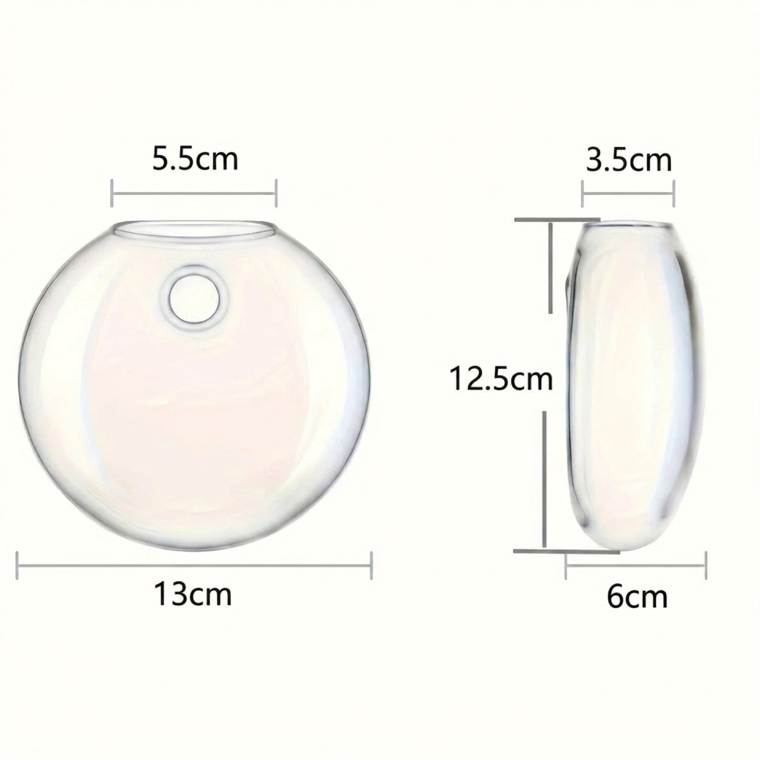 Dimensions du vase mural en centimètres diamètre 13cm ouverture 5,5cm profondeur 6cm hauteur 12,5cm