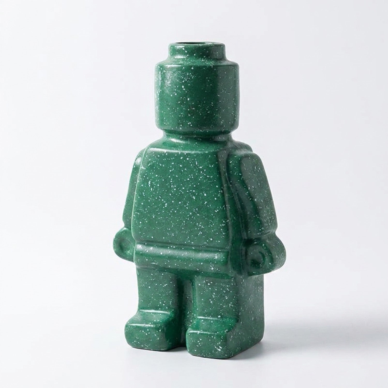 Vase robot en céramique vert tacheté