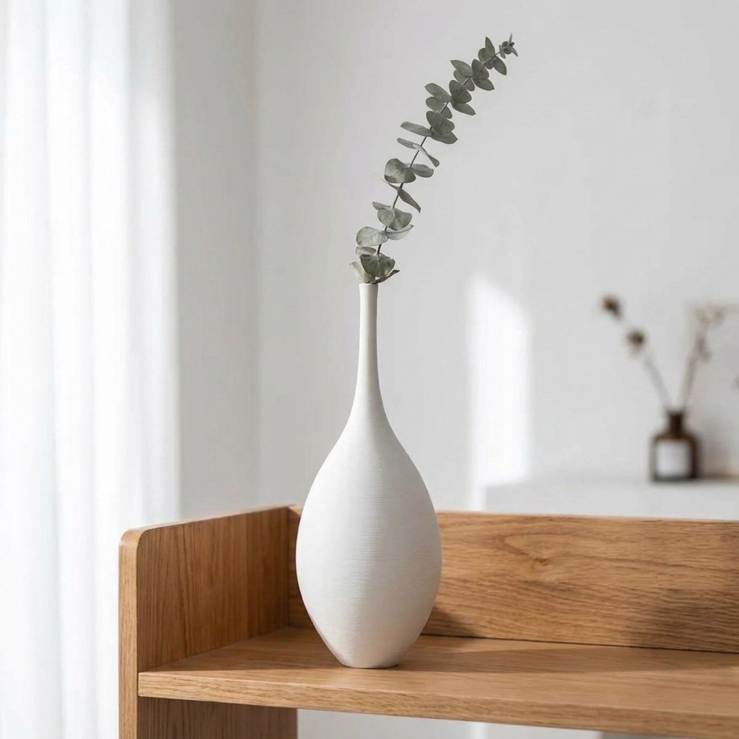 Vase soliflore céramique blanc style minimaliste