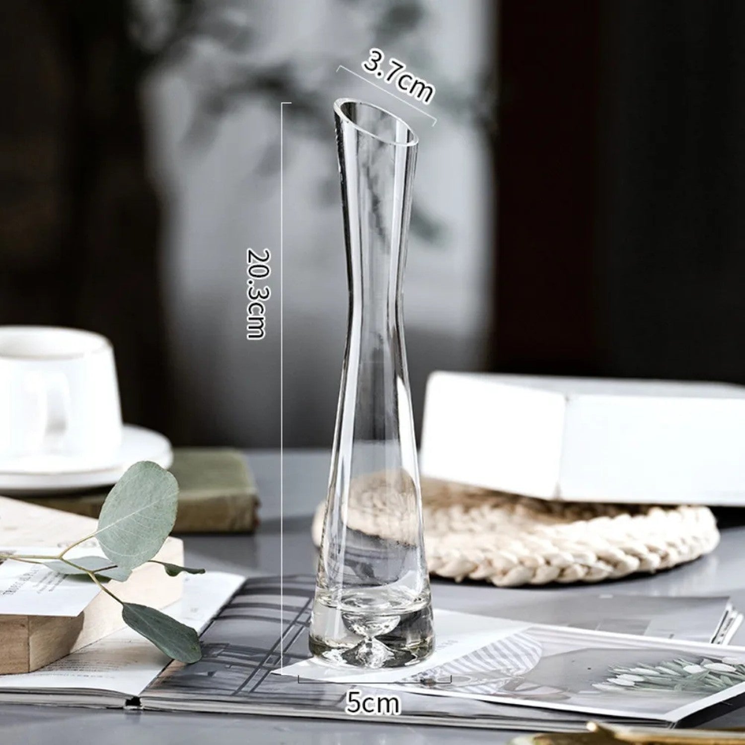 Vase verre transparent bouche inclinée style B vue produit 2