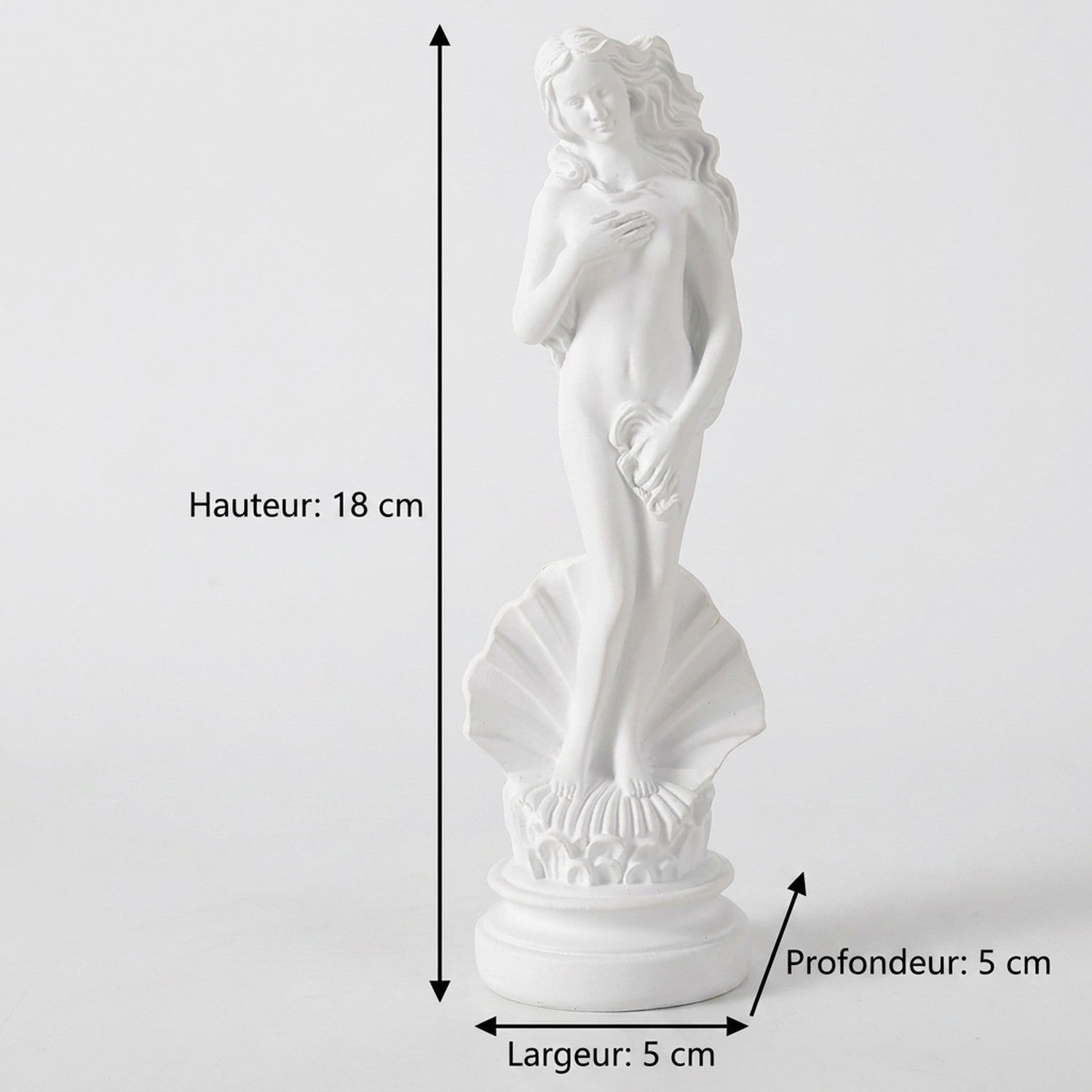 Dimensions statue Vénus 18 cm résine