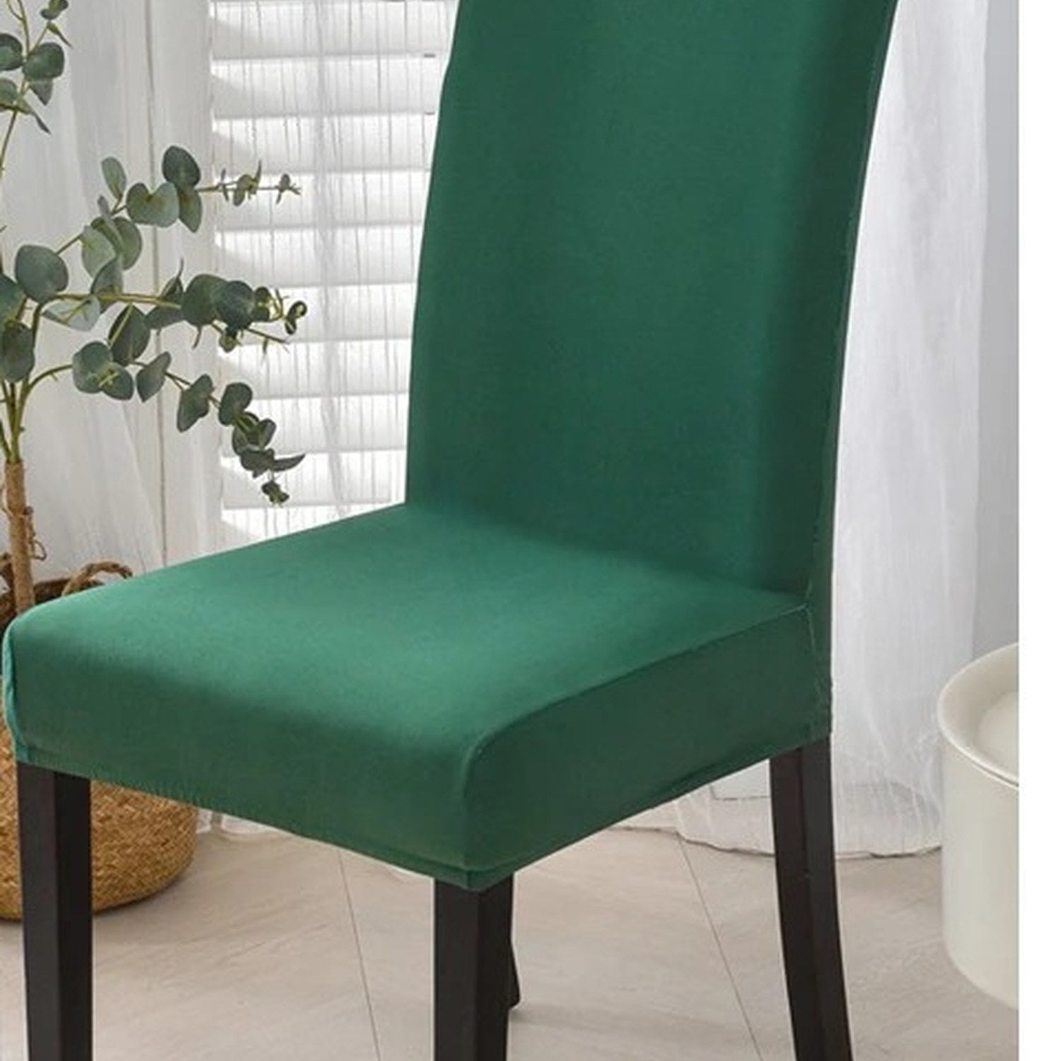 Housse de chaise de salle à manger vert foncé