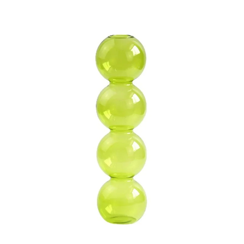 Vase en verre vert L style nordique fond blanc