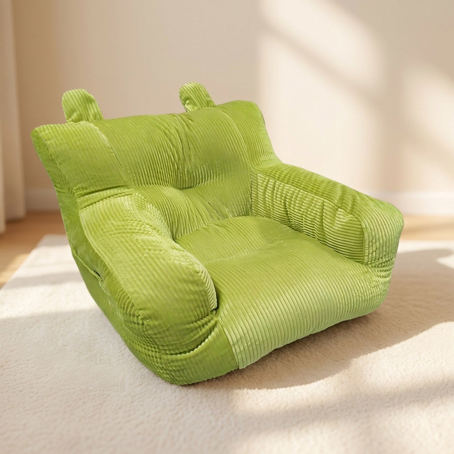 Pouf mini canapé enfant coloris vert vue rapprochée