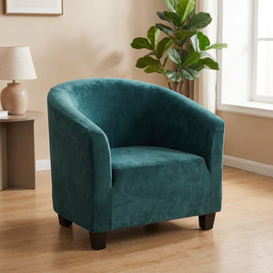 Housse de fauteuil club en velours Vert installée sur un cabriolet