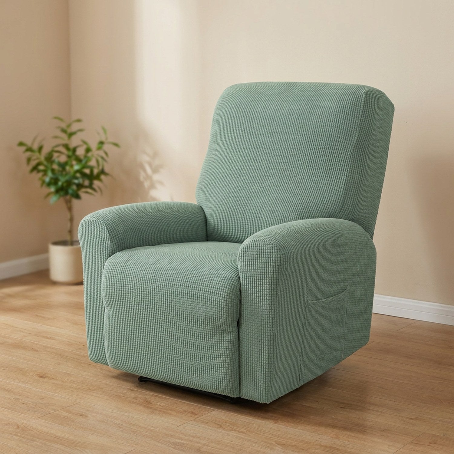 Housse de fauteuil inclinable vert sauge en maille douce