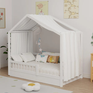 Photo produit du ciel de lit cabane blanc vu de face