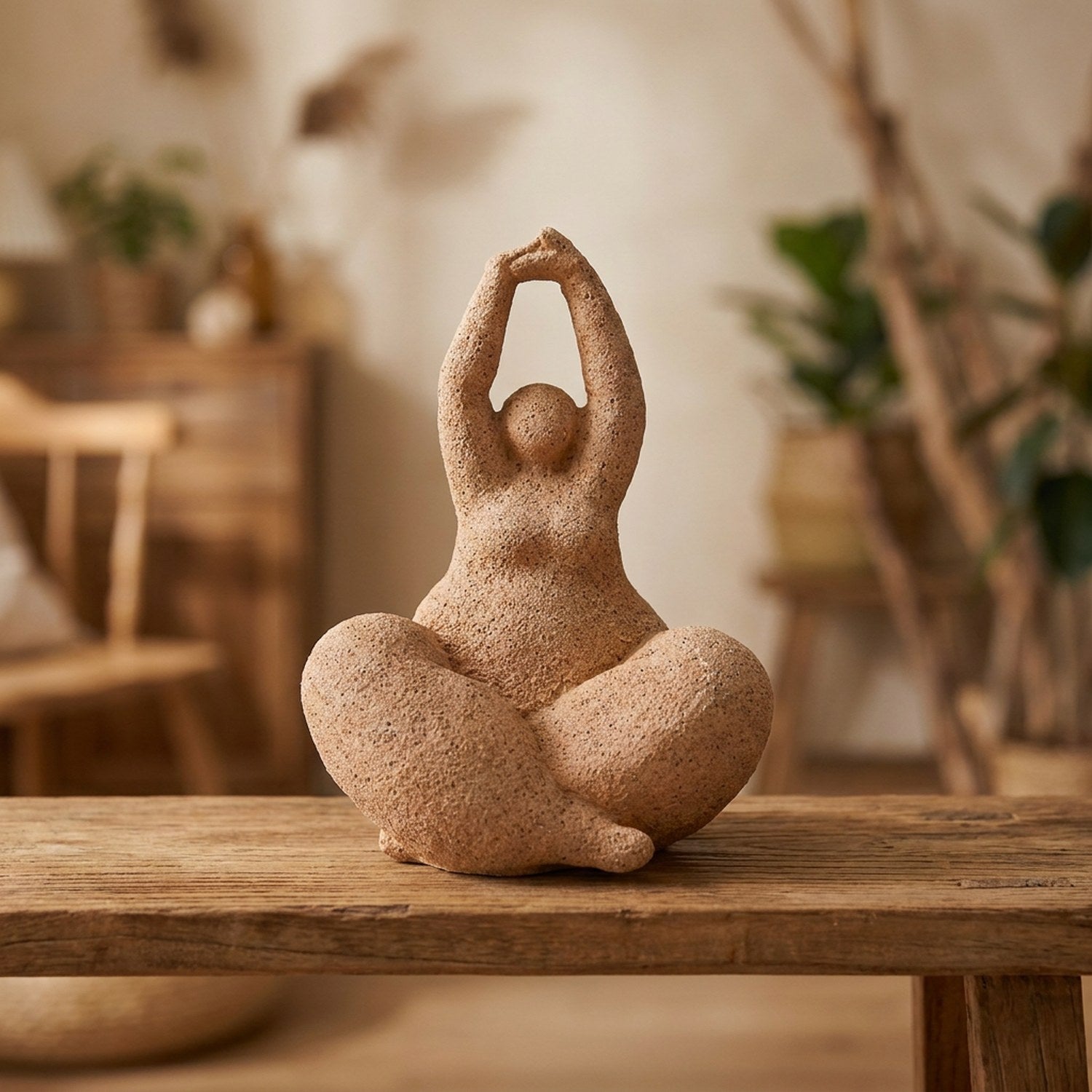 Figurine femme yoga pose Lotus coloris Terracotta